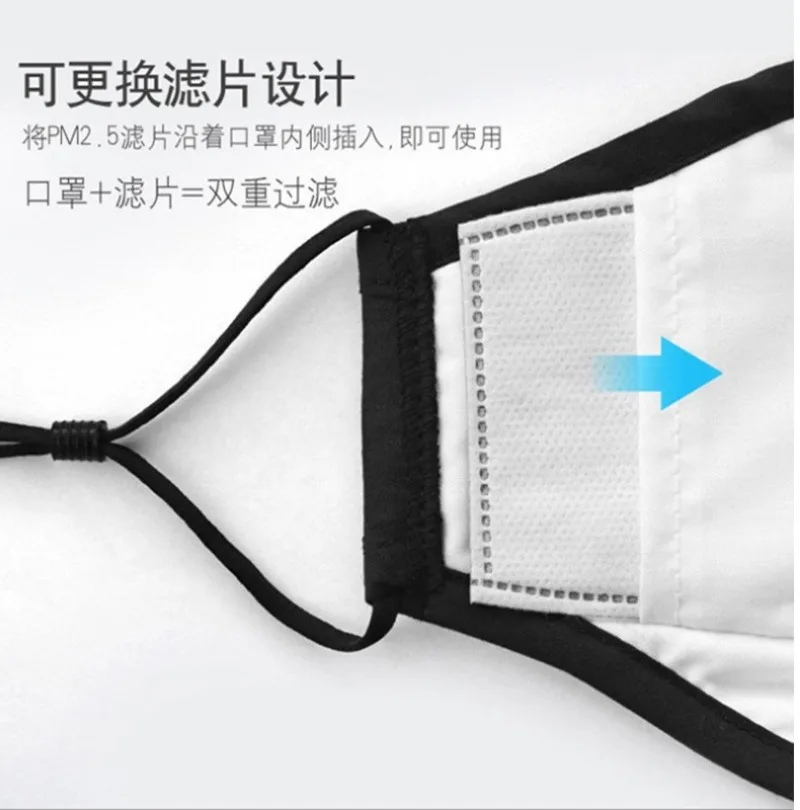 Black PM2.5 Mouth Mask Anti Dust Mask Windproof Mouth-muffle Bacteria Proof Flu Face Masks