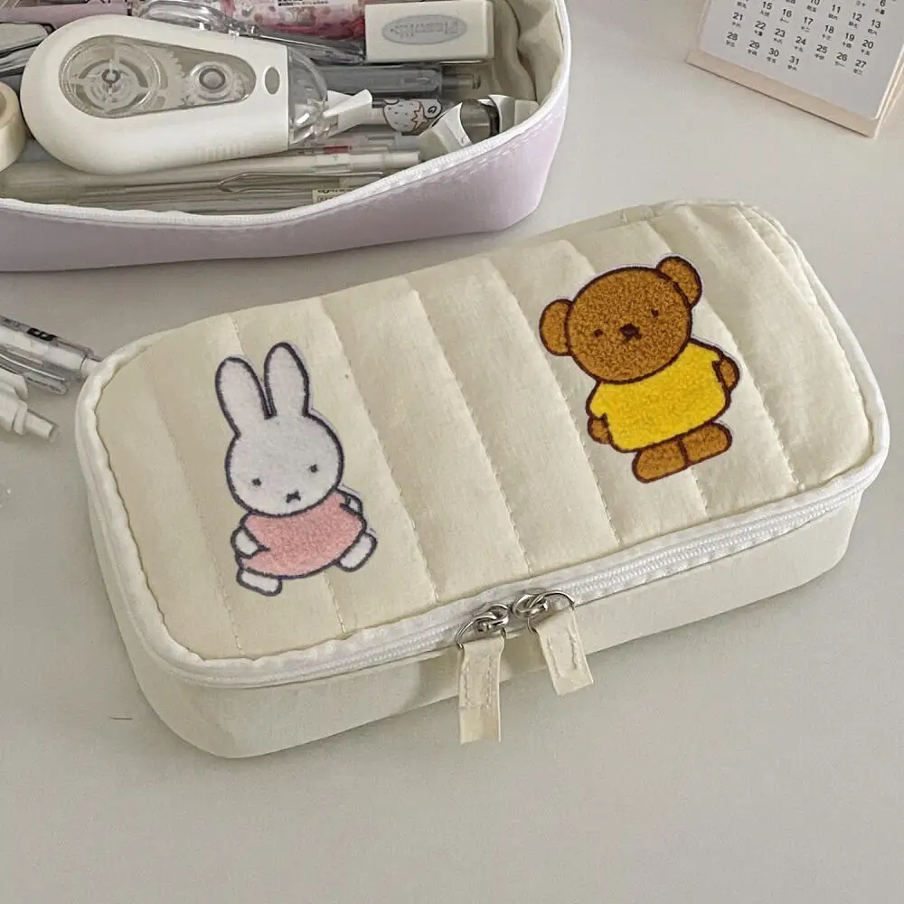 미피 필통 고급스러운 외관 학생용 휴대용 마카롱 심플 문구함 대용량 세로형 바 스토리지 백