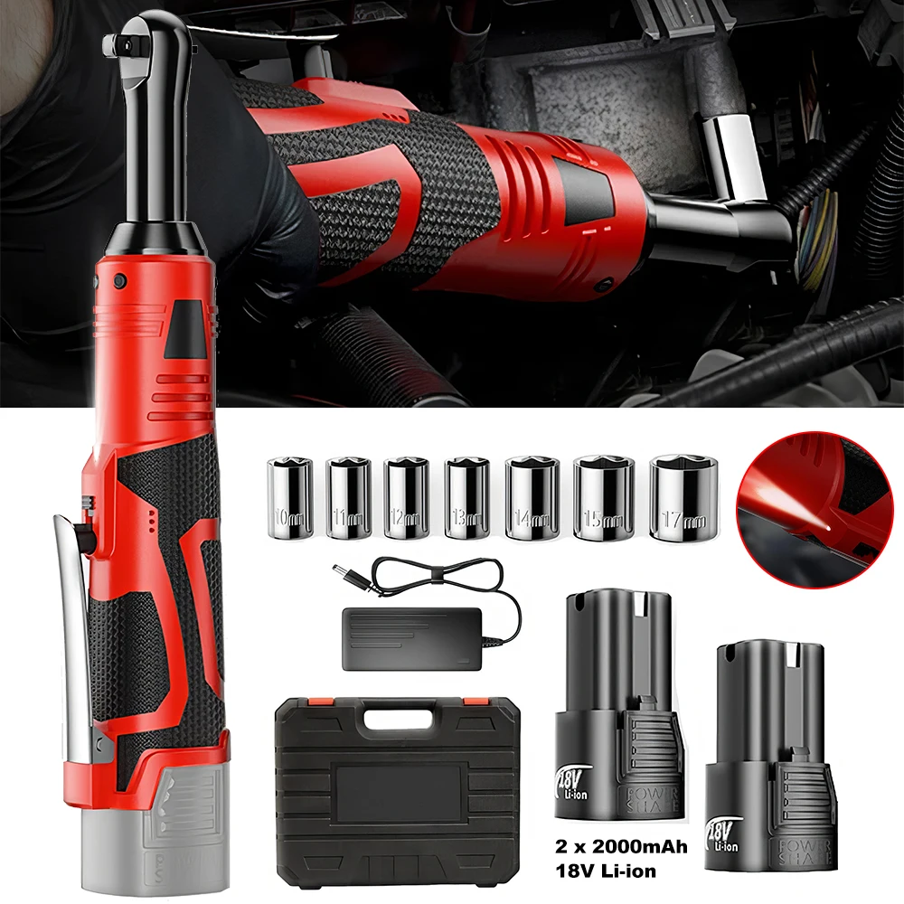 Electric Ratchet Wrench Set, 550 RPM Cordless Ratchet Wrench, 3/8