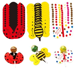 20/50PCS Ladybug Butterfly Bee Lollipop Package Card Insect Candy Packaging for Birthday Party Decoration Children's Day Gifts