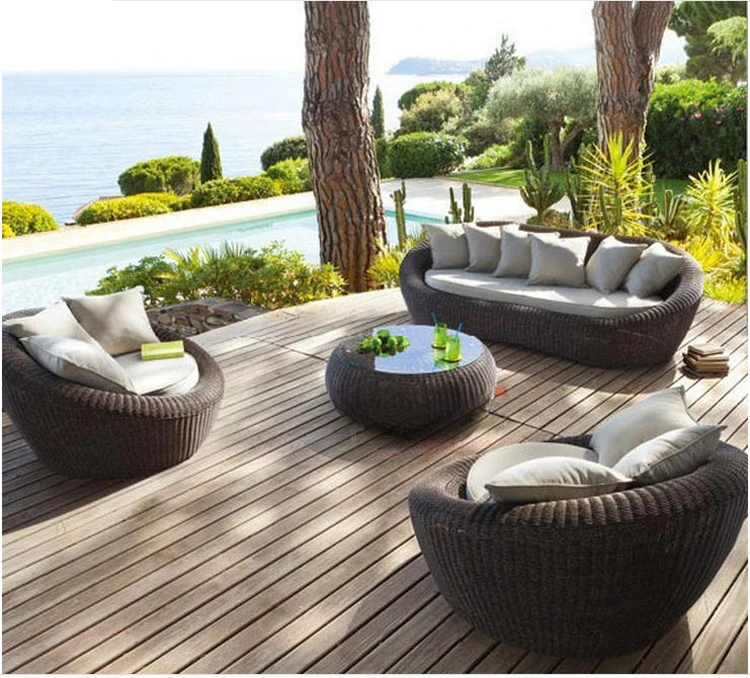 Leisure rattan sofa simple modern outdoor round rattan sofa reception hall seating area sofa villa hotel combination