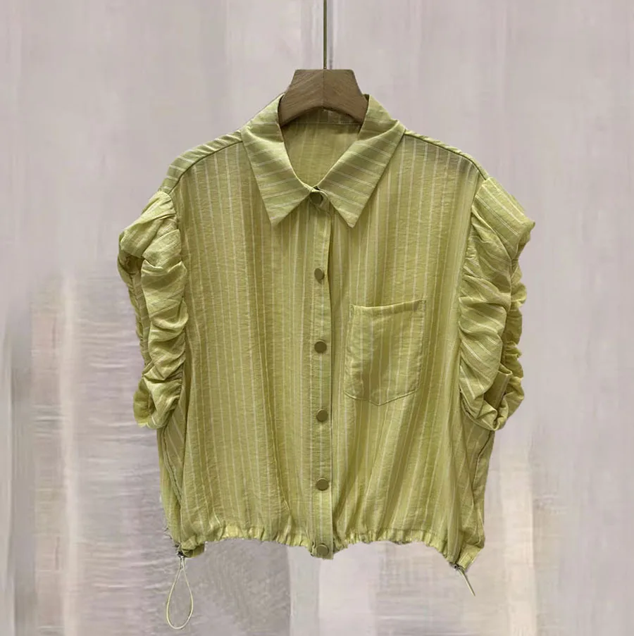 stripped shirts women bohe green tops