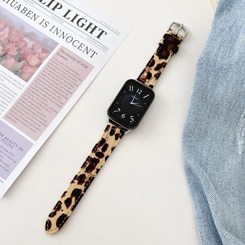 Denim Strap for Xiaomi Mi Band 8 Pro Leopard Smart Watch Band Bracelet for Redmi Watch 4 Correa for Mi 8 Pro Ladies Watch Strap