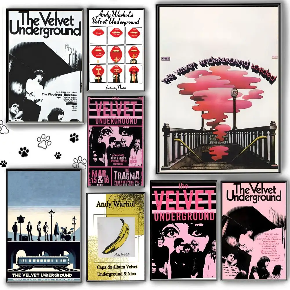 Rock Band The V-Velvet U-Underground Poster HD PVC Durable Wall Art - Waterproof Easy Clean For Home Office Bar