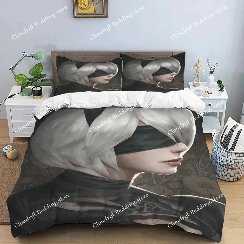 

Comic Nier Art Print Three Piece Bedding Set Fashion Article Children or Adults for Beds Quilt Covers Pillowcases Bedding Set