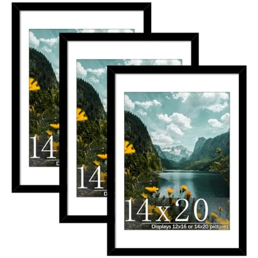 

Фоторамка 14x20, 3 штуки в упаковке, рамка для постеров 12x16 с подложкой или 14x20 без подложки, для горизонтального или вертикального размещения на стене.