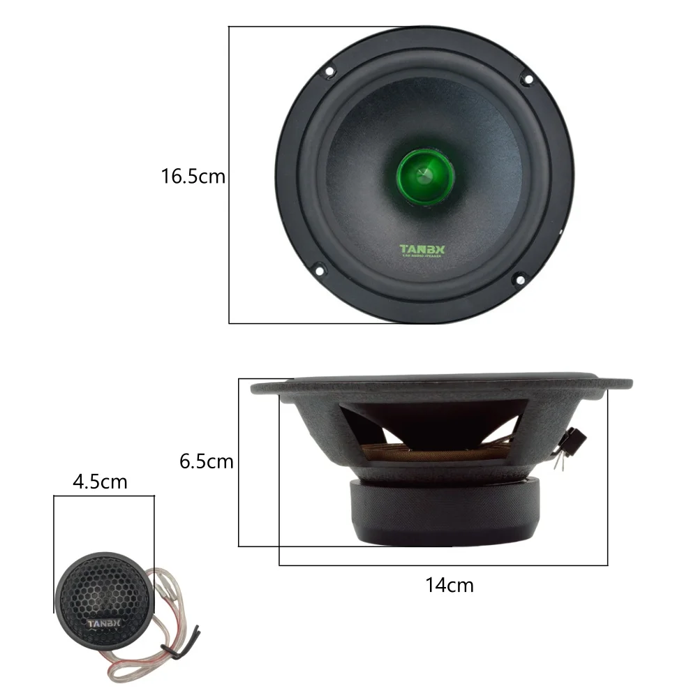6.5 Inch Car Speakers MAX 200W 2-Way Vehicle Door Music Stereo Subwoofer Automotive Speakers 12V Universal Car Speakers 1 Pair