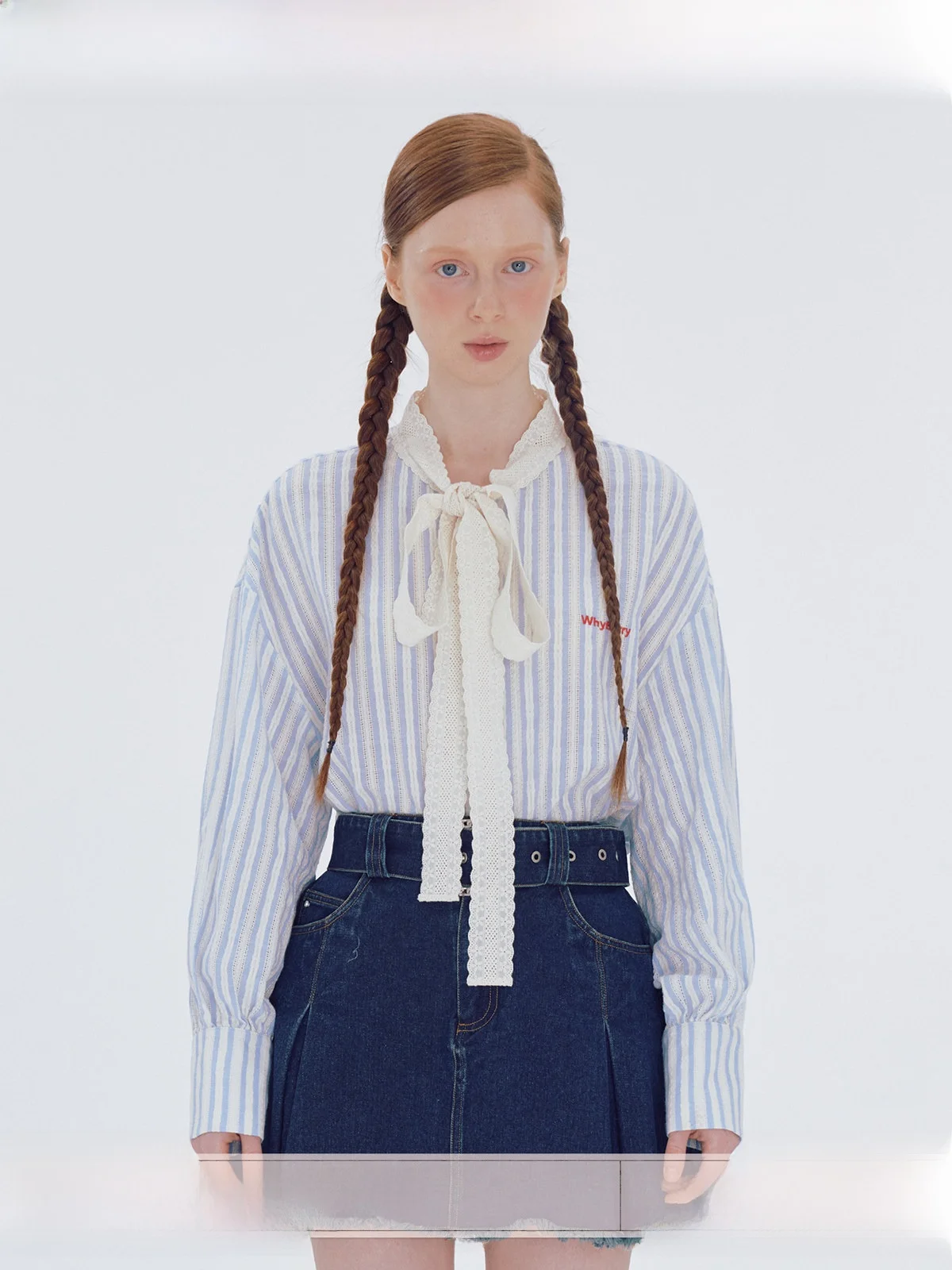 

WhyBerry Long Sve Lace Knot irt Sweet Sle Cotton Commute Faion Women's Top Sugar Bean Girl Collection