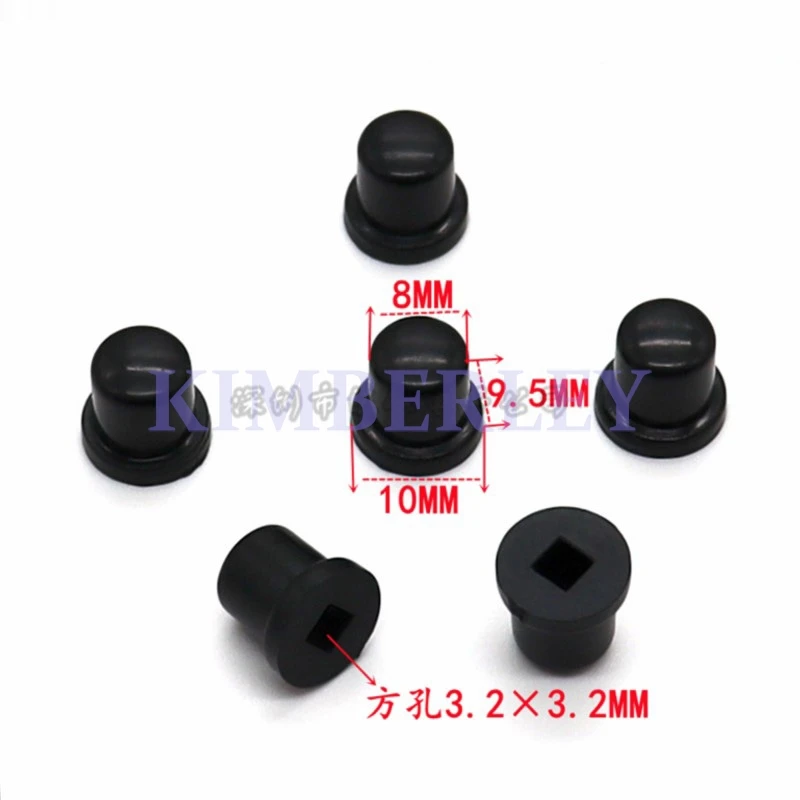 20 Piece 8 X 10MM Black Plastic Button Cap Square Hole 6 X 6 Switch Cap Power Button Cap Self-locking Switch Cap