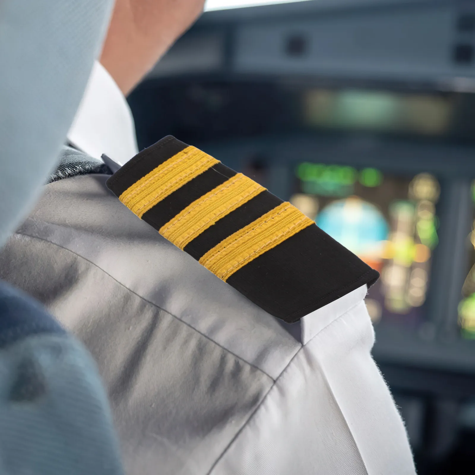 

Пара погостов капитана-пилота из индийского шелка с тремя золотыми полосками, для униформы авиакомпании, костюма, косплея