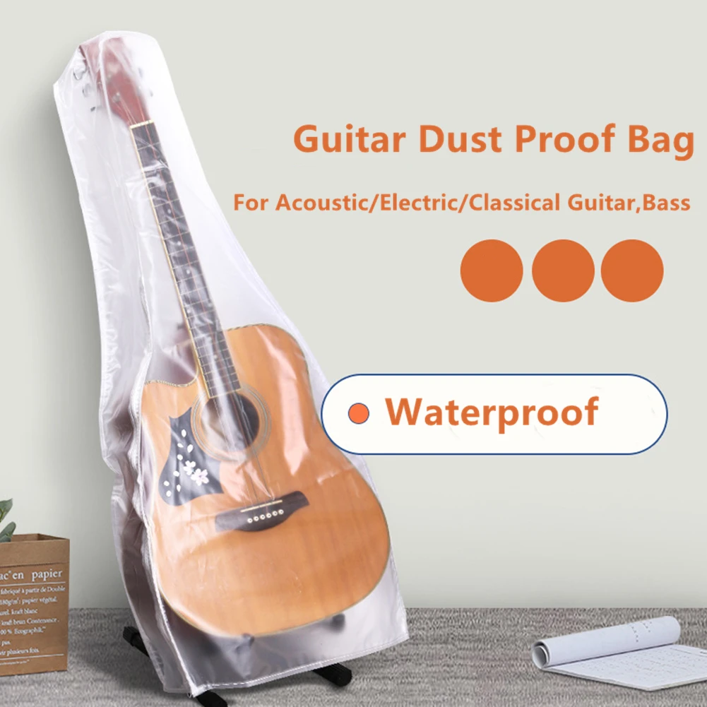 Storage Guitar Dust Cover Bass Polyester Transparent/Silver Waterproof Easy To Clean For Acoustic Electric Guitars