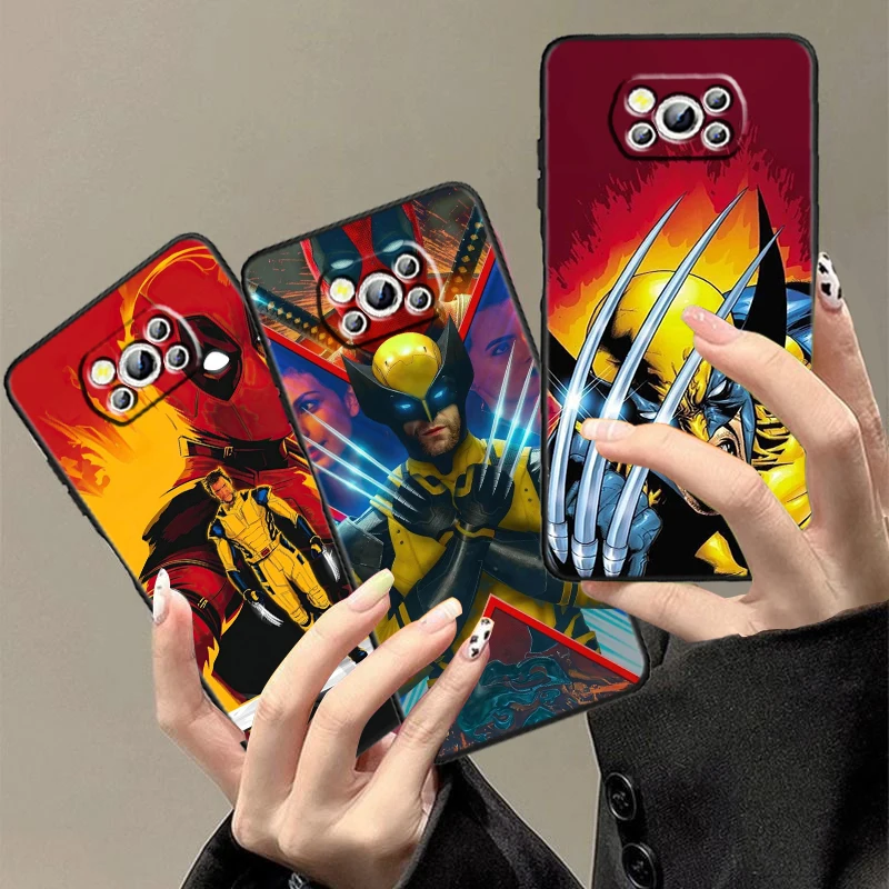 Marvel Wolverine Anime For Xiaomi Mi Poco F5 F4 F3 X6 X5 X4 X3 M6 M5 M5S M4 M3 C65 Pro GT NFC 5G Black Soft Phone Case