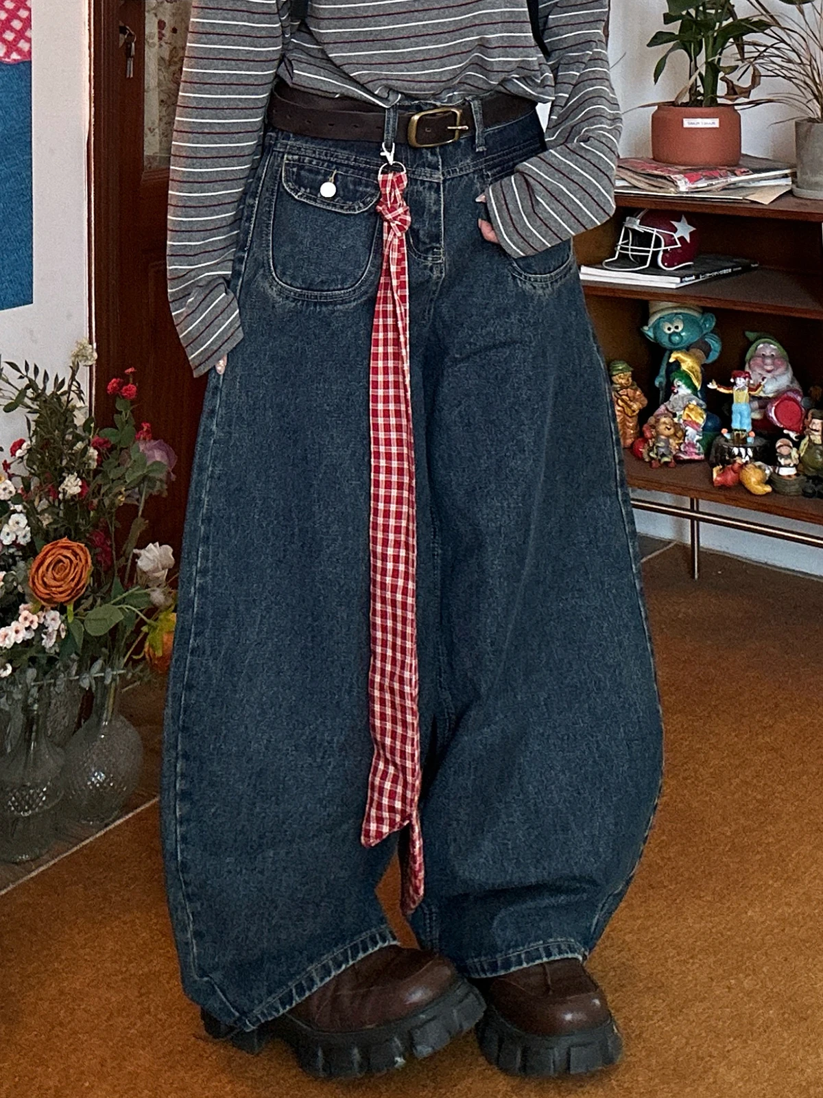 

Ретро-джинсы в американском стиле с широкими штанинами, свободного кроя, с высокой талией, из денима, для женщин, весна 2026, модная новинка