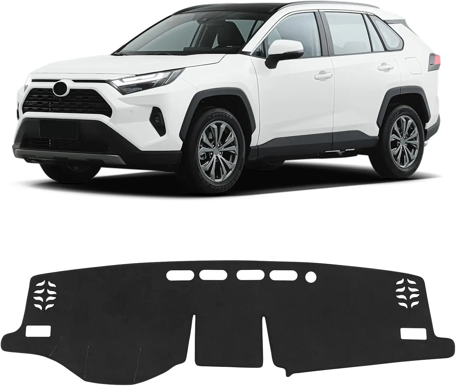 Dash Cover for Toyota RAV4 2025-2019 Hybrid, Prime (PHEV) Accessories Flannel Dashboard Cover Dash Mat Center Console Cover Suns