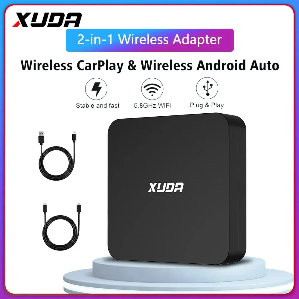 XUDA Wireless CarPlay Android Auto Wireless Adapter Spotify For Mazda Toyota Mercedes Peugeot Volvo 2 in 1 Box Support Netflix