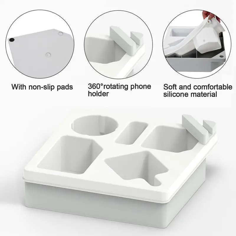 Couch Cup Holder Tray Silicone Couch Caddy with Phone Holder Bed Sofa Organizer Anti-Spill Sofa Cup Holder for Snacks Beverage