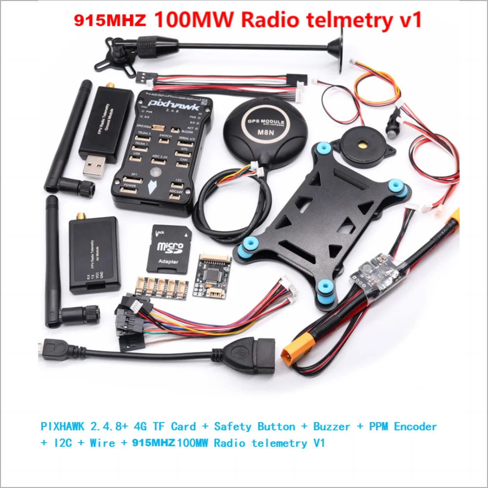 Pixhawk 2.4.8 PRO PX4 PIX 32-bits vluchtcontroller + M8N GPS + 433/915Mhz 100/500mw radiotelemetrie + veiligheidsschakelaar + zoemer + rgb + I2C - afbeelding 1