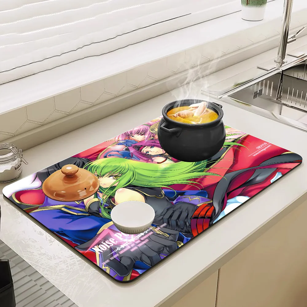 Code Geass Kitchen Absorbent Pad Dry Draining Mat Sink Washstand Coffee Machine Pads Table Placemat Faucet Anti Splash