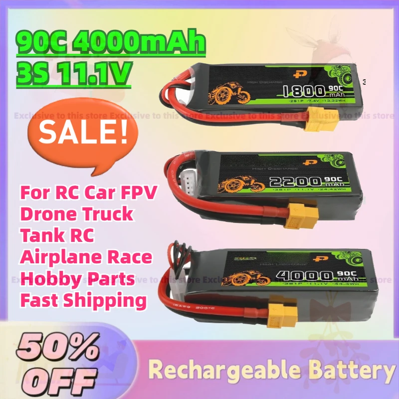 

High-Quality New 90C 4000mAh 3S 11.1V LiPo Battery for RC Car FPV Drone Truck Tank RC Airplane Race Hobby Parts Fast Shipping