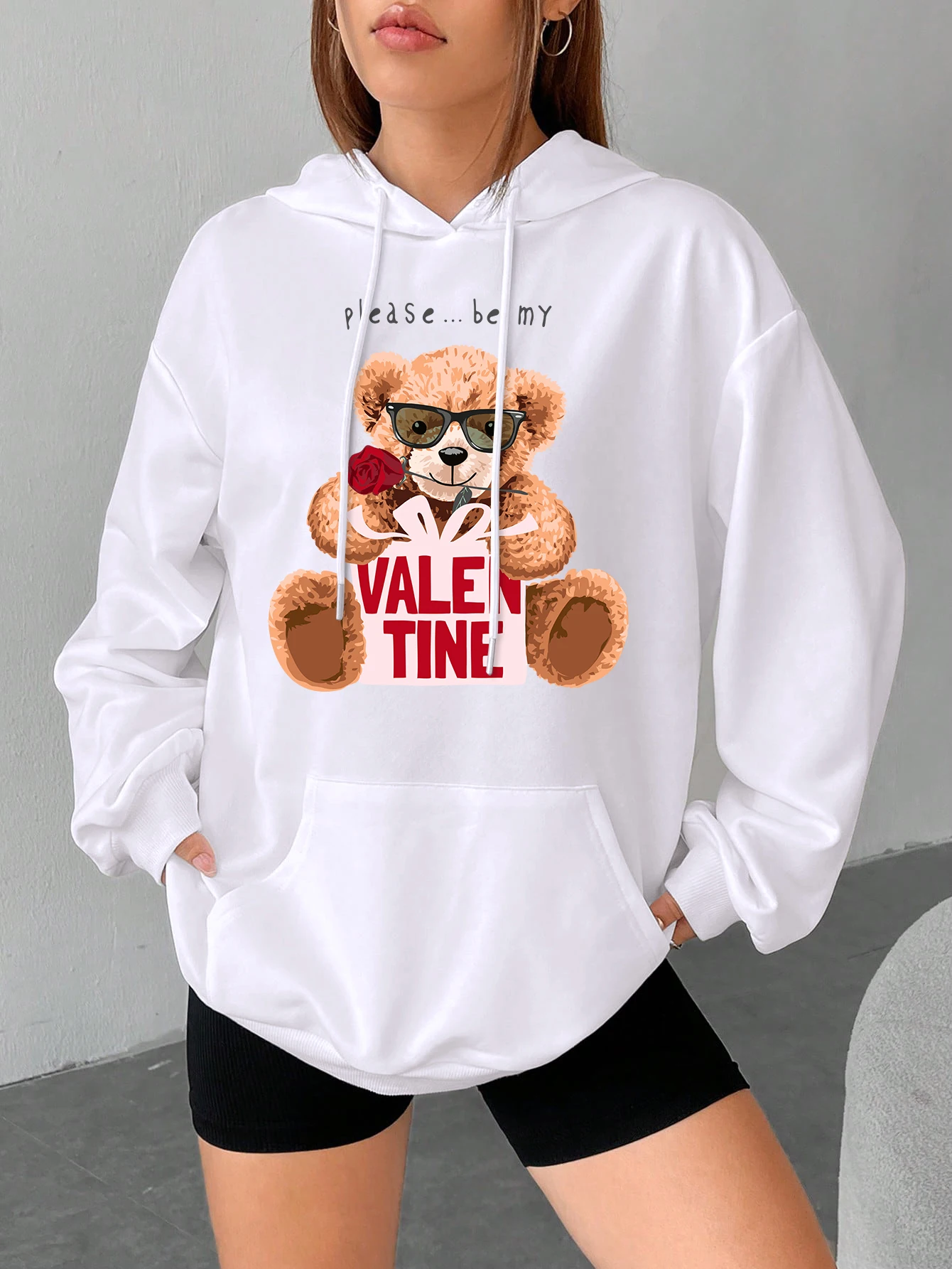 Sudadera con capucha de oso de peluche para mujer, ropa suave, holgada, cálida, de lana, coreana, para otoño