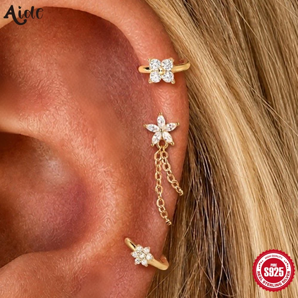 Aide 925 Sterling Silver Multiple Style Zircon Earring Foldable Cartilage Helix Piercing Jewelry For Anniversary Valentine's Day