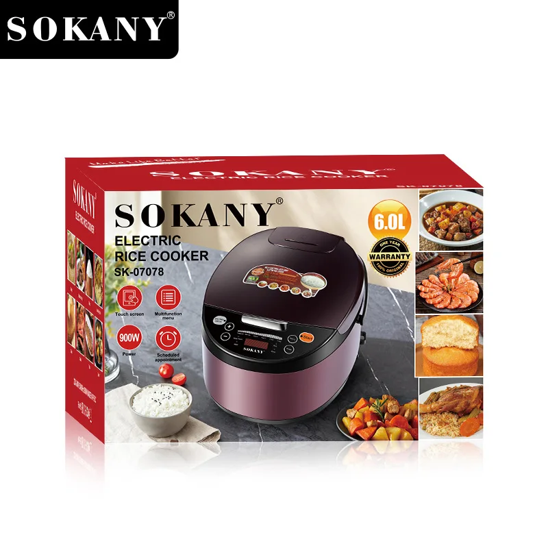 Houselin Rice Cooker,Touch-screen,24h Keep Warm with Stainless Steel Steamer Basket, Sauté, Slow Cooker,900W