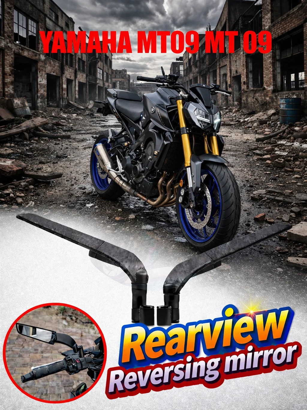 

Motorcycle Accessories carbon fibre Mirror Stealth Winglets Rearview Mirrors For YAMAHA MT09 MT 09 MT-09