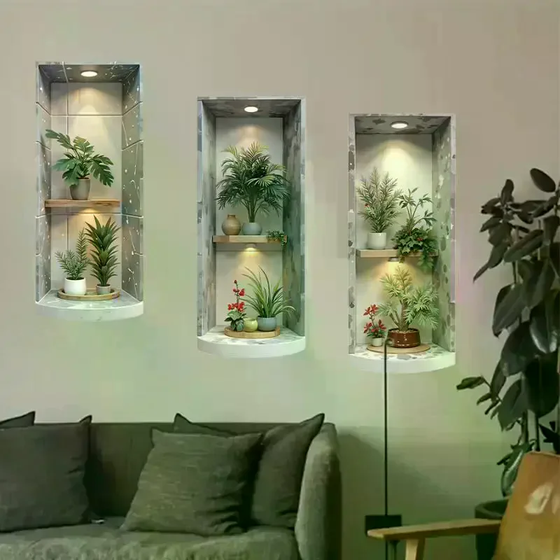 2D Green Tree Wall Sticker: Self-Adhesive Easy Peel Plant Waterproof PVC Decoration