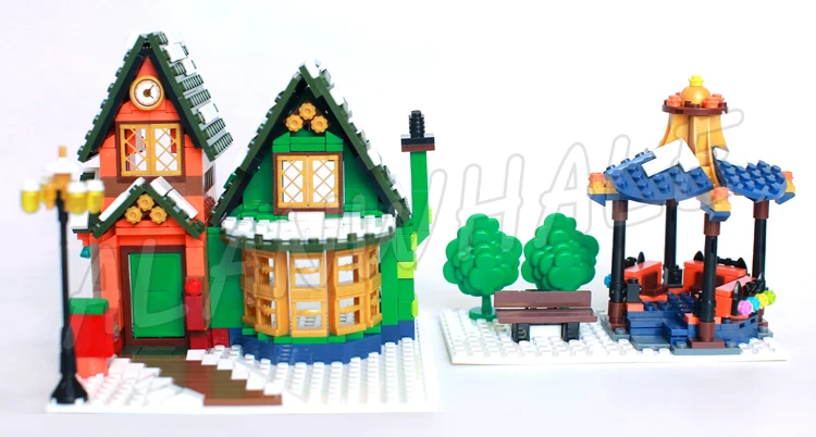 860 個クリスマス冬村郵便局車パビリオンメール雪そり 25607 ビルディングブロックおもちゃモデルと互換性あり