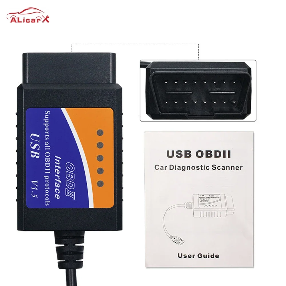 ELM 327 V1.5 USB327 OBD2 Car error code mini reader Pic18f25k80 V1.5 OBD2 Code Reader Usb-nterface ELM-327 Obd2 Scanner For PC