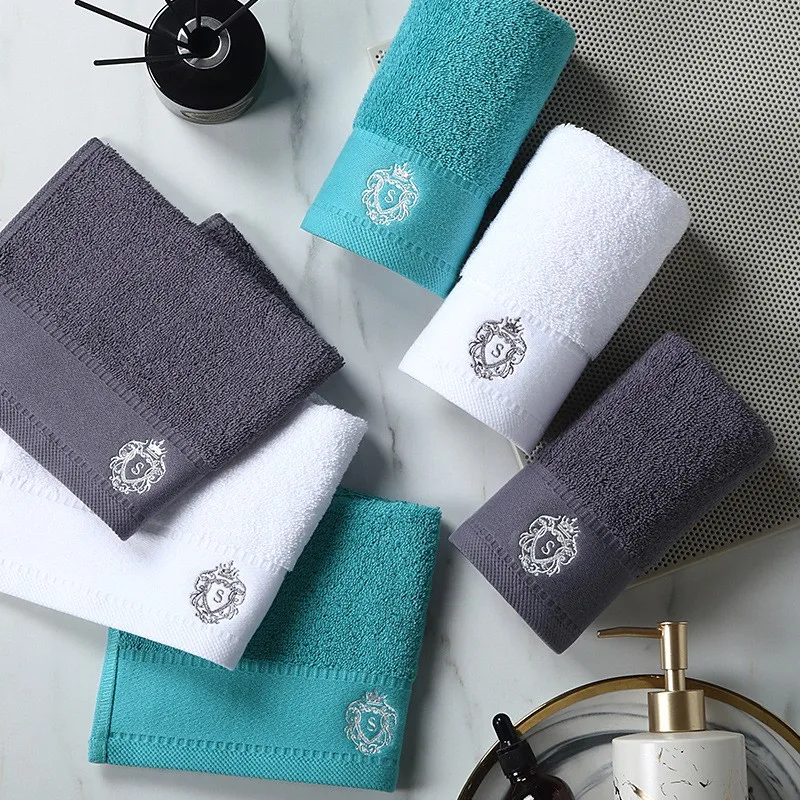 Thickened Pure Cotton Five-Star Hotel Towel, Light Luxury, Absorbent, Thickened Pure Cotton, Soft Face Towel, Embroidered Logo