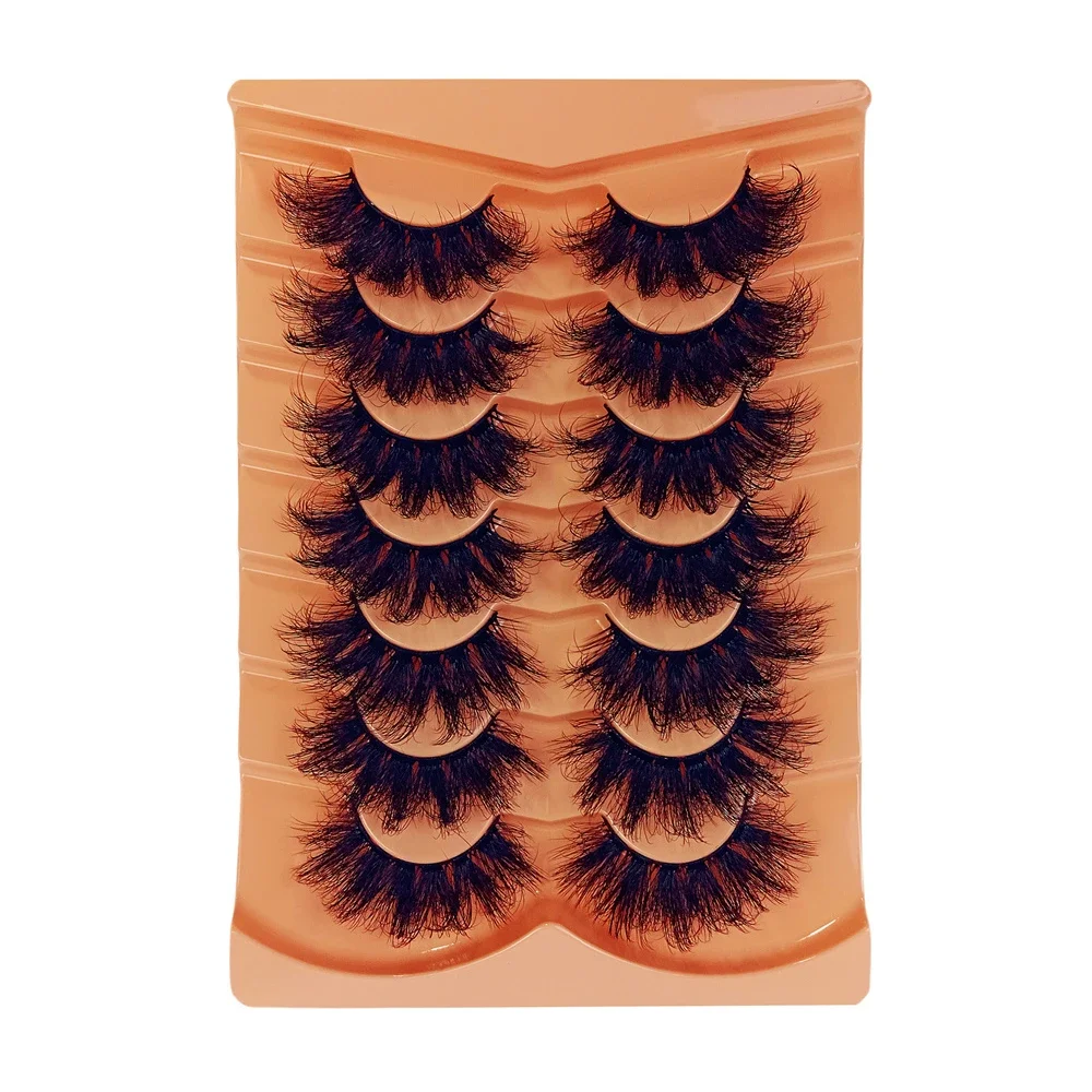 7 Pairs Faux Mink Fluffy Russian Strip Lashes 3D Fake Lashes Makeup Messy False Eyelashes Fluffy Thick Lashes