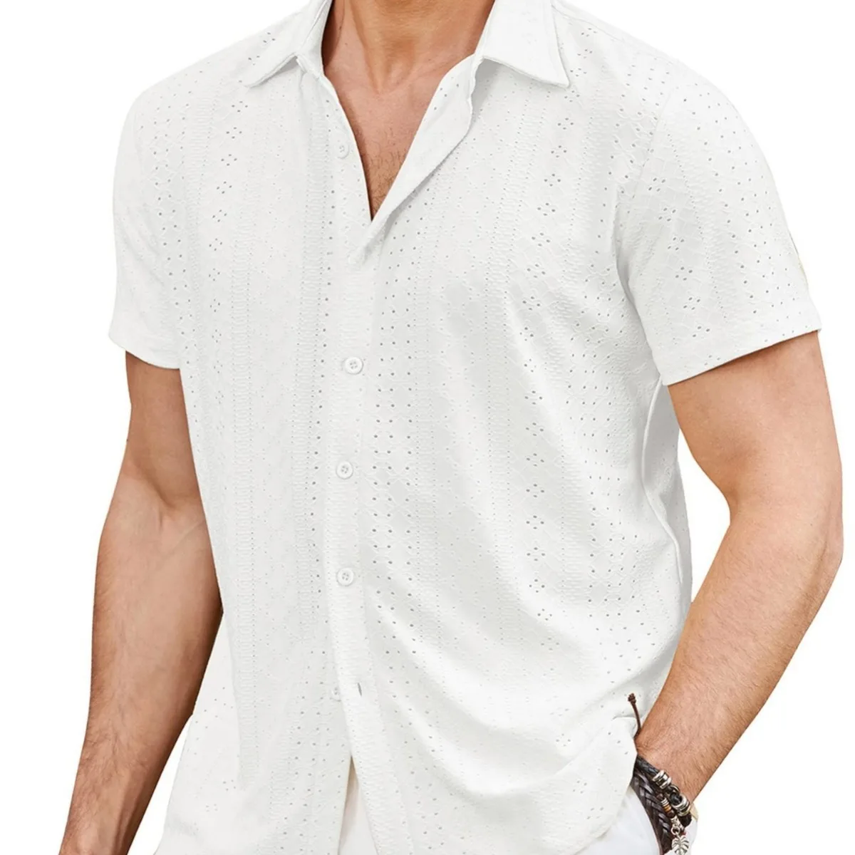 Men's Beach Shirt Short Sleeve Casual Vacation Shirt Summer Top