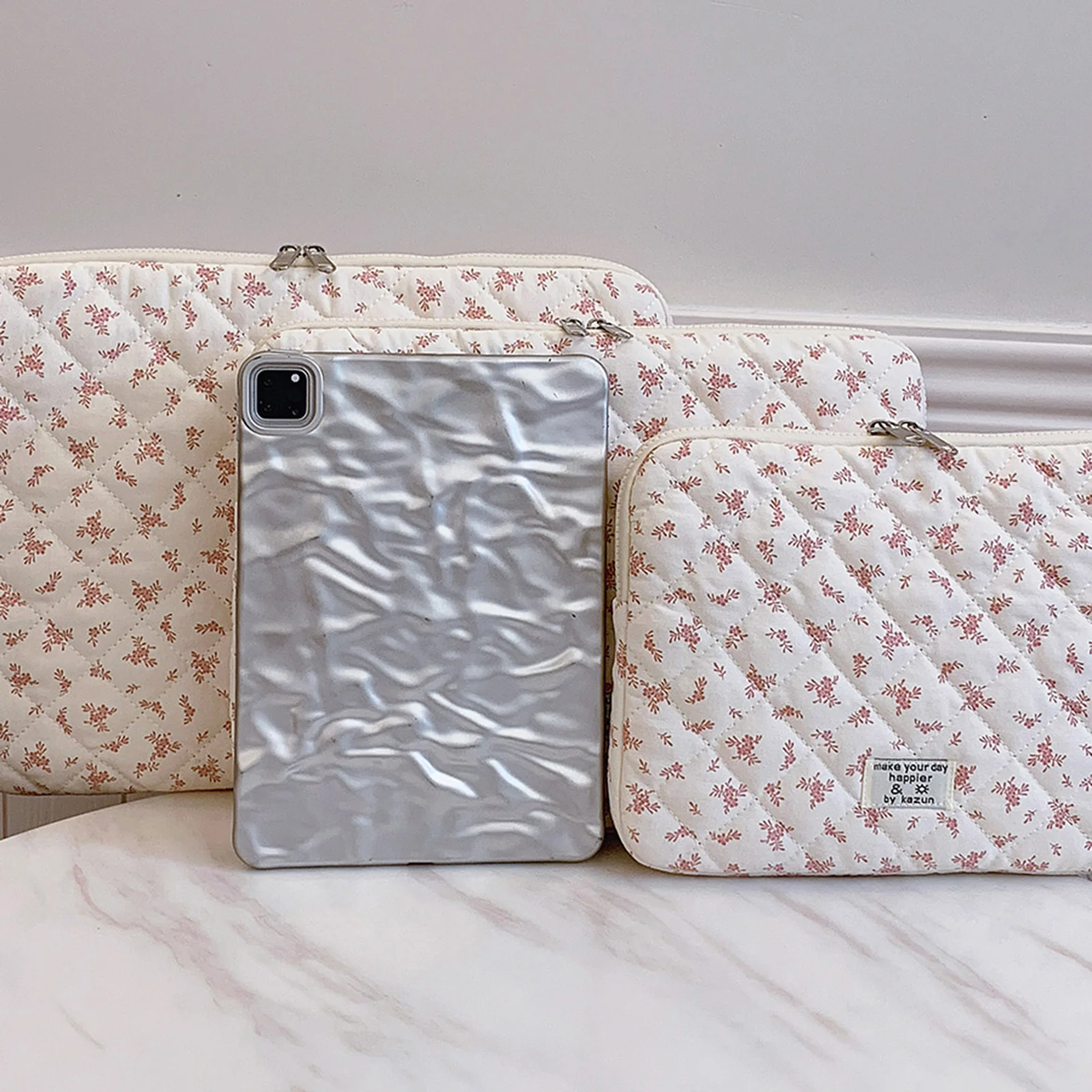 1 Pc Chic Flower Print Quilted Laptop Bag 11.17/11.42/14.96Inch  Computer Bag Protection Case Laptop Sleeve Computer Case Bag