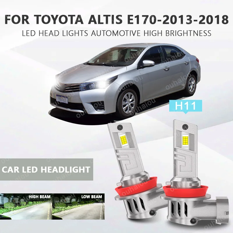 

2Pcs H8H11 LED Headlight LED Lights Head Lamp for Car LED Headlight Bulb with heat sink For TOYOTA Altis E170-2013-2018