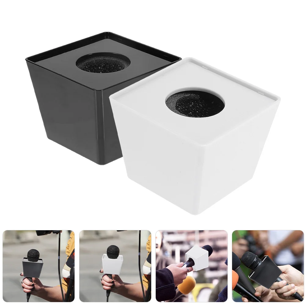 

2 pcs Small Microphone Logo Station Portable Handheld For Interview Wireless Mic Logo Station Recording Prop Dj Equipment