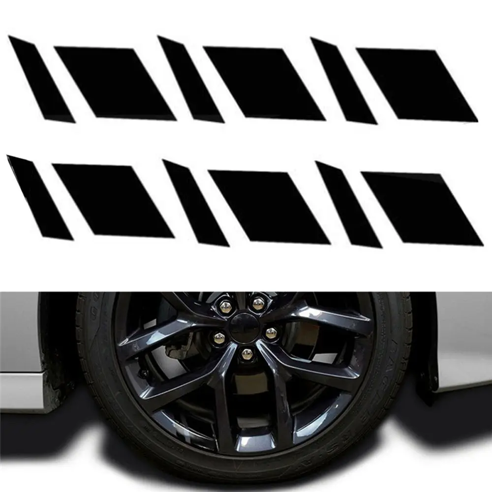 6x Reflective Car Wheel Rim Vinyl Precision Cut Decal Sticker Pressure Activated Adhesive Auto Red Accessories for 16\