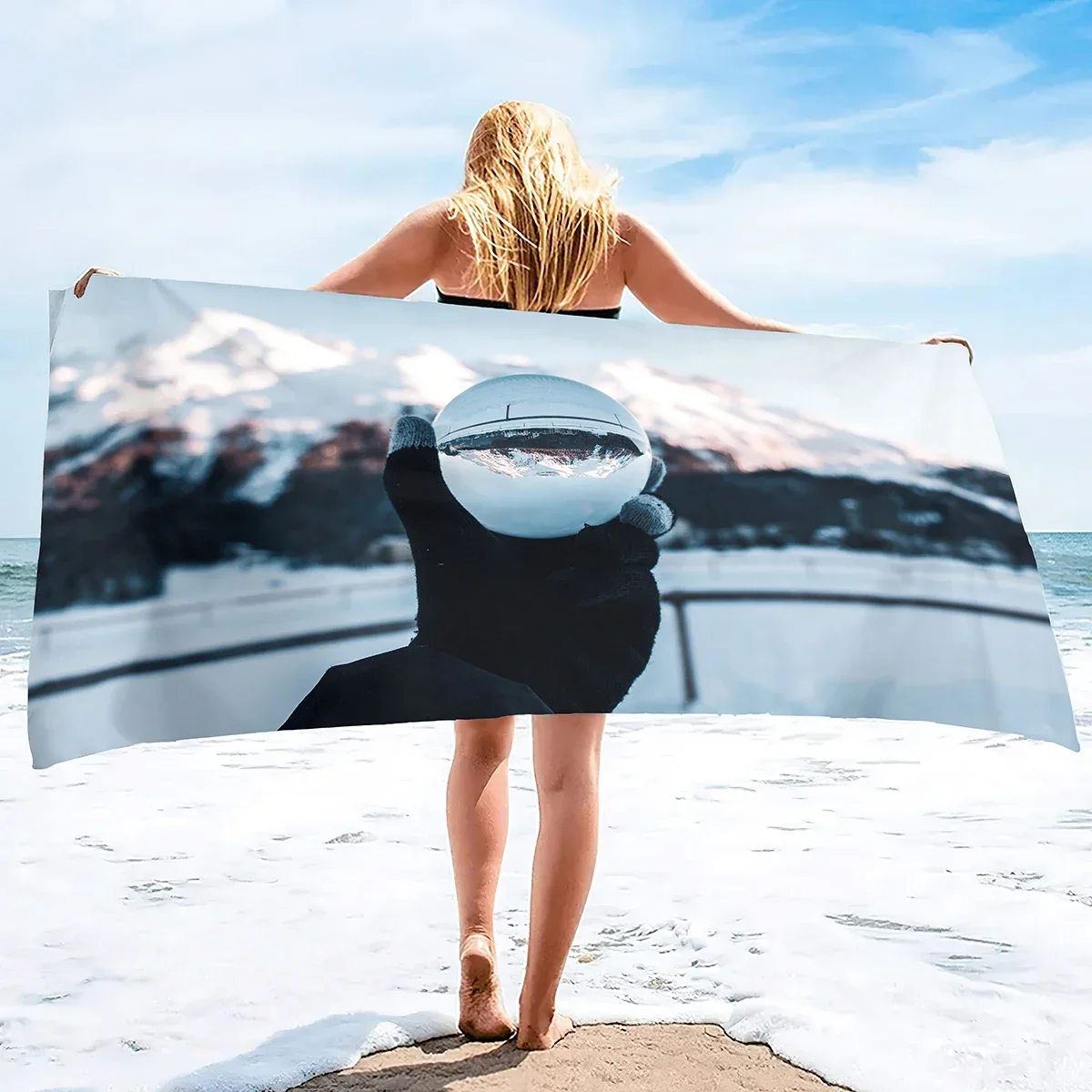 Glass Ball Print Microfiber Lightweight Thin Beach Towels Compact Personalized Sand Free Swim Pool Blanket with Multi-Options