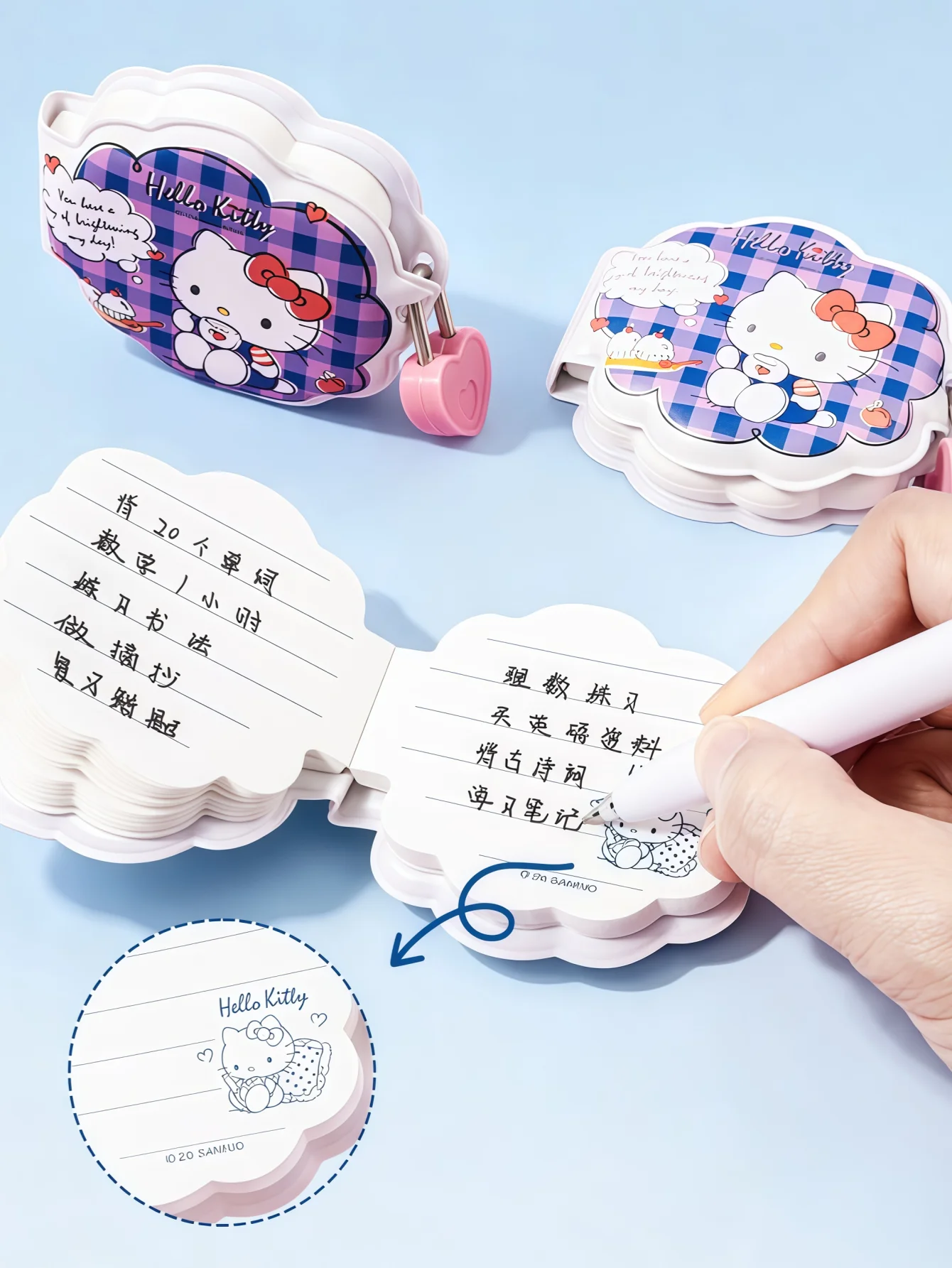 70 Pages/Book Sanrio Hello Kitty Small Notebook with Lock, Cartoon Mini Lock Notebook, Student Portable Notepad, Children's Password Notebook