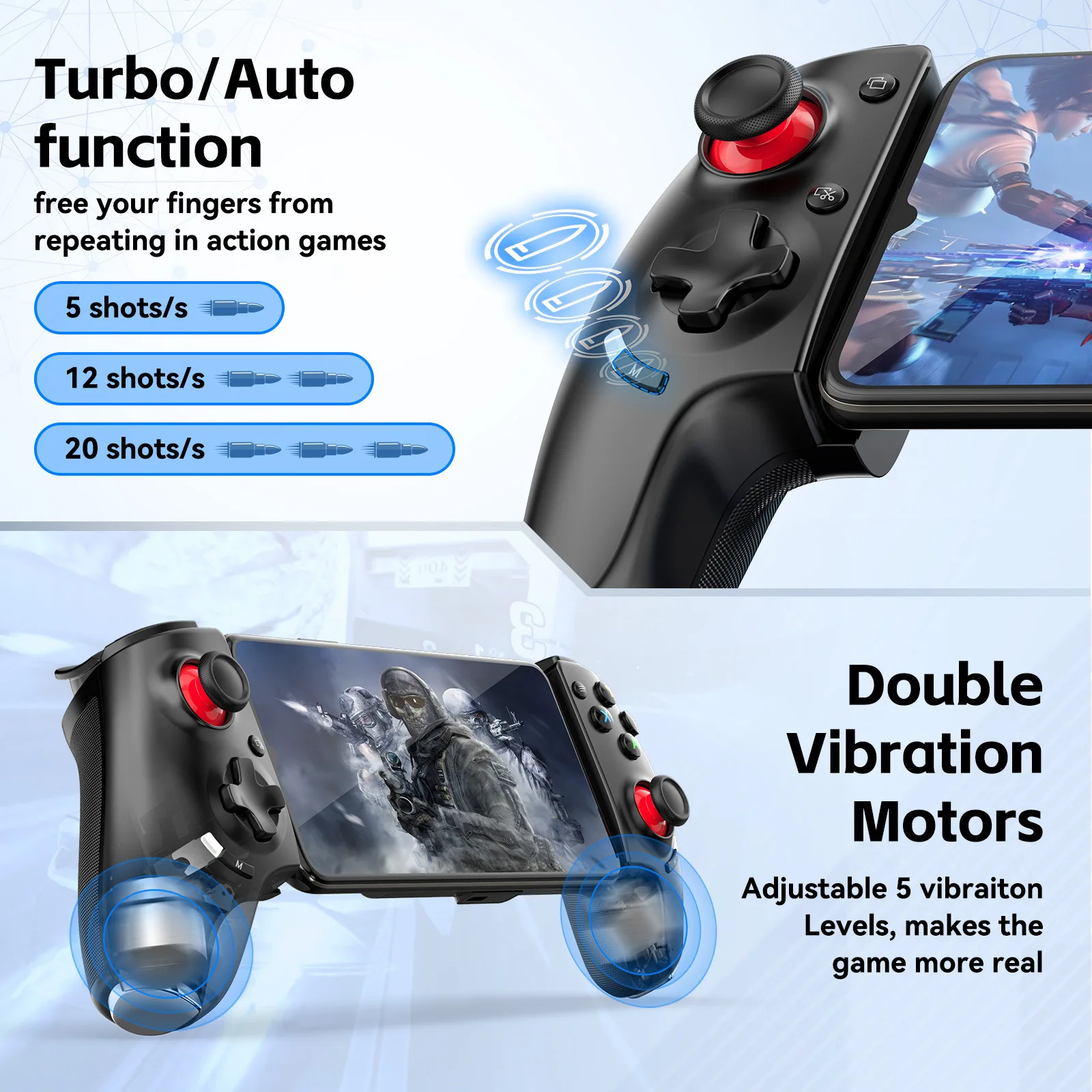 Gamwing AB02 Gamepad وحدة تحكم ألعاب لاسلكية تعمل بالبلوتوث لأجهزة Android IOS PC Switch Universal Hall Rocker Linear Hall Trigger