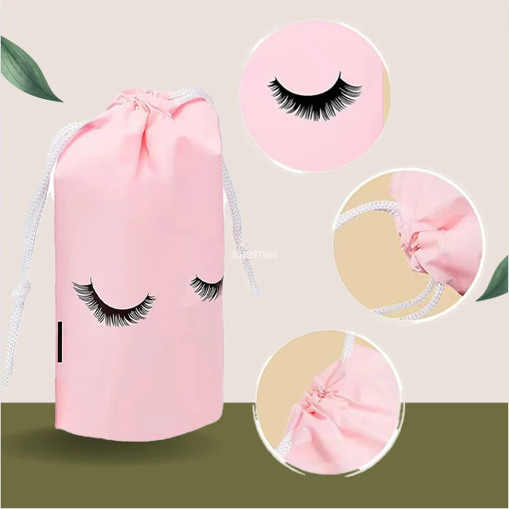 50/100 Eyelash Aftercare Bags Plastic Drawstring Lashes Bag Toiletry Makeup Pouch Cosmetic Travel Beauty Supplies Gift Packaging