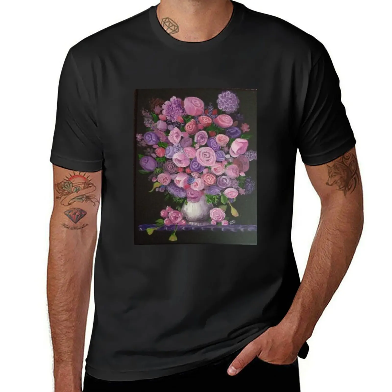 

Pink Roses T-Shirt aesthetic clothes customizeds sports fans cute tops T-shirts for men cotton