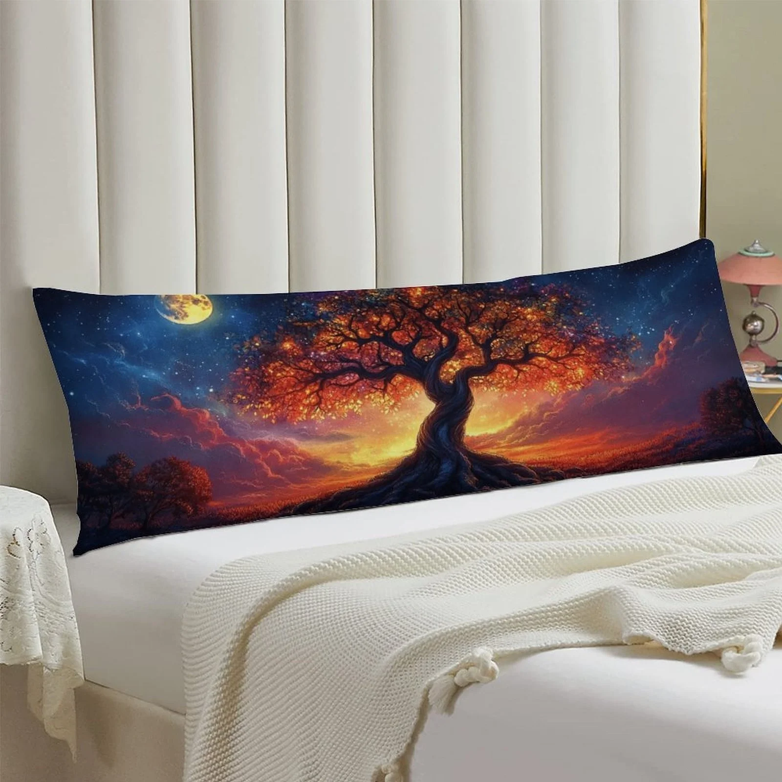 Life Tree Design Pillowcase, Fashionable Long Plush Bed Pillowcase, Soft And Comfortable Decorative Double-Sided Printed Large P