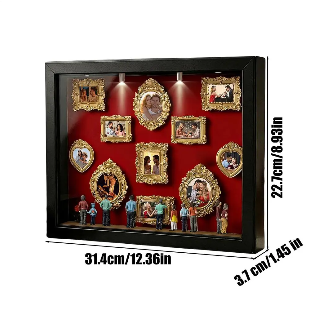 Mini Museum Fotoalbum hars Museum Silhouette Box Stijlvolle Creatieve Herinneringsdisplayset met Miniatuurbeeldje en Goud voor Cadeaus