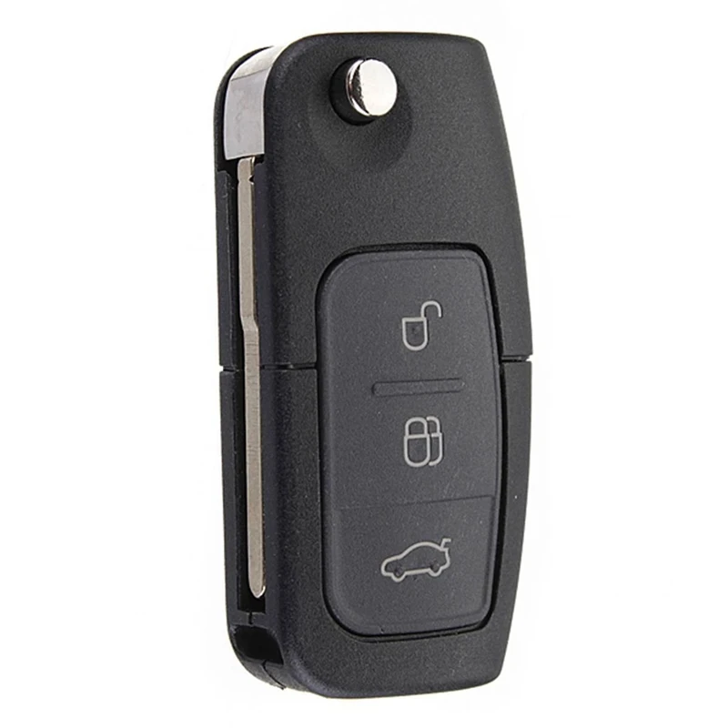 Casing Remote Control lipat 3 tombol, kunci 433Mhz 4D63 80Bit untuk Ford Focus Mondeo Fiesta Galaxy FOB HU101 pisau