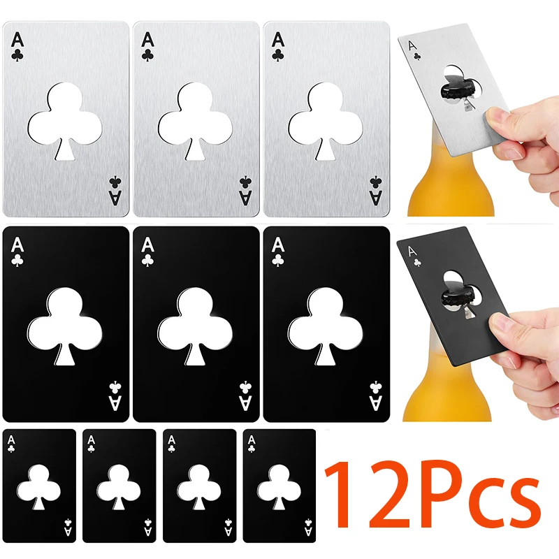 

12Pcs Credit Card Bottle Opener Pocket Stainless Steel Can Opener Bottle Picker Beer Wine Beer Openers Poker Beer Openers