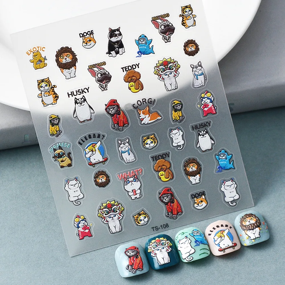 5D Snoopy Hello Kitty Melody Nail Stickers Nail Art Accessories Cartoon Cat Bear Nail Art Decals Nail Art Decoration