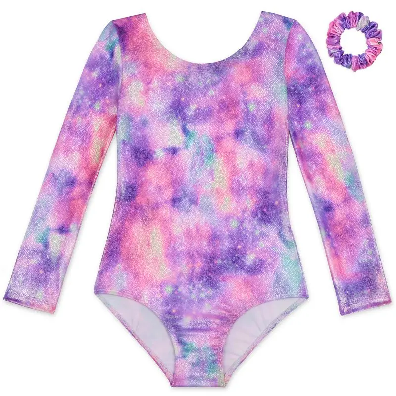 Long Sleeve/Sleeveless Leotards for Toddler Girls Gymnastics Dance Tumbling Outfit Matching Hair Scrunchie