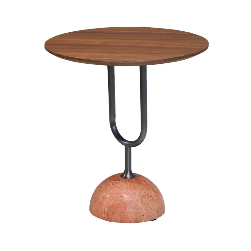 Nordic Simple Side Table Hemispherical Marble Base Wooden Top Living Room Coffee Table Bedroom Hotel Small End Table