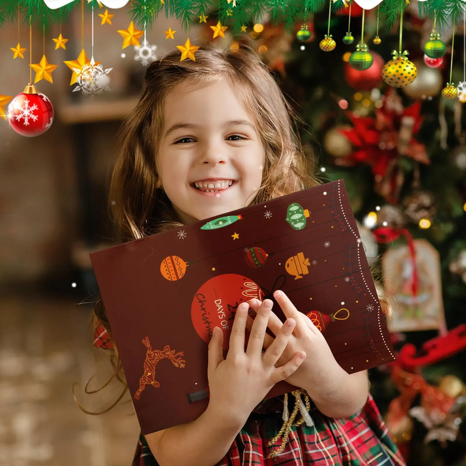 تقويم مجيء عيد الميلاد القابل لإعادة الملء لمدة 24 يومًا مع صناديق معالجة، العد التنازلي للعطلات لديكور المنزل والأنشطة العائلية للأطفال